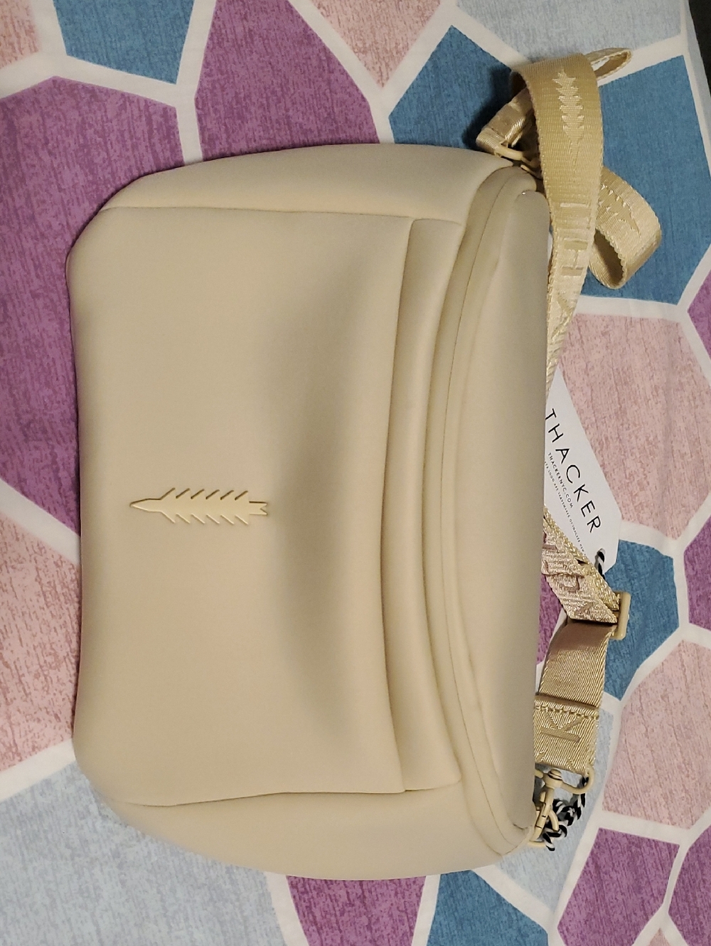 Thacker New York Cocoon Day Sling Crossbody Bag Cream Vanilla Neoprene